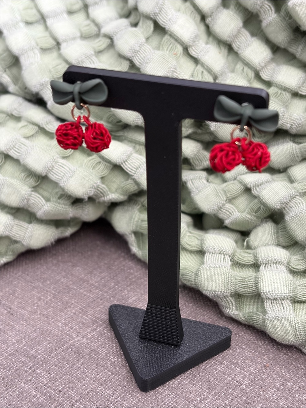 Red Cherry Dangle Earrings Coquette Kawaii
